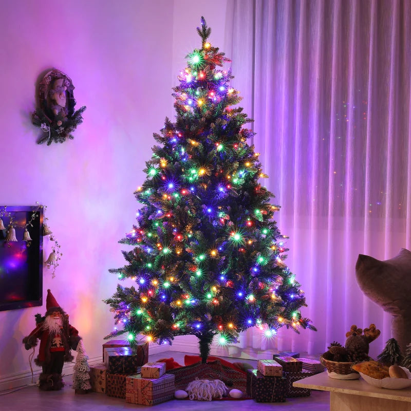 NEW 6ft Full 1078-Tip Prelit Artificial Tree, 450 LED Dual Colour Lights, Christmas Holiday, Green