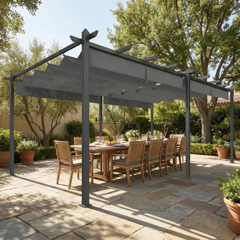 Retractable Pergola Canopy Aluminum Frame - Adjustable Outdoor Shade