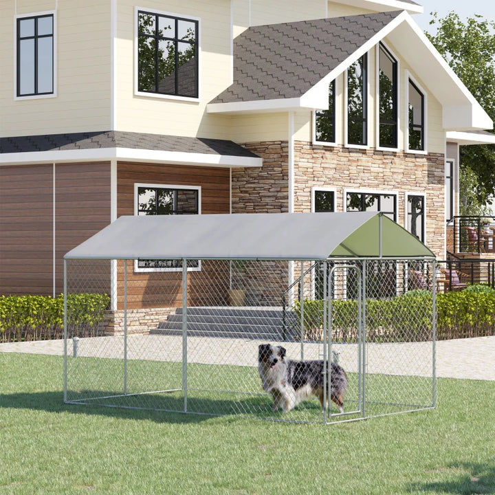 13' x 7.5' x 7.5' Galv Steel Dog House, Door, Roof, Playpen Kennel Shelter Heavy Duty Outdoor