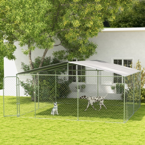 15' x 15' x 7.5' Lg Galv Steel Dog House, Door, Roof, Playpen Kennel Shelter Heavy Duty Outdoor