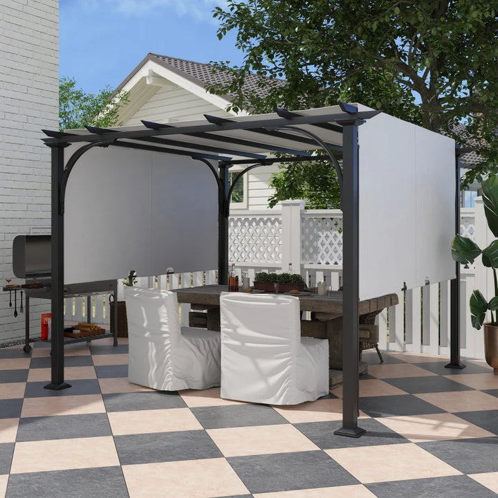 10' x 10' Outdoor Pergola Patio Gazebo Canopy - Adjustable Sun Shelter with Steel Frame