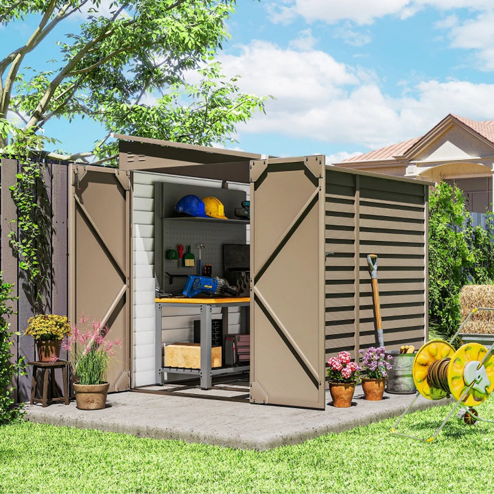 Steel Outdoor Storage Shed Lean-To Design - Secure Backyard Storage
