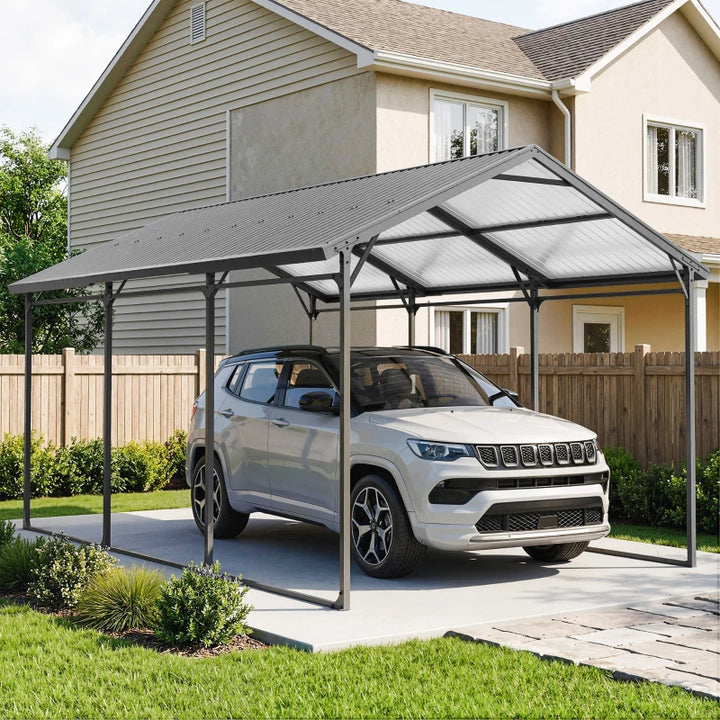 Heavy-Duty 10 x 15ft Metal Carport Canopy - Reinforced Steel Frame & All-Weather Protection