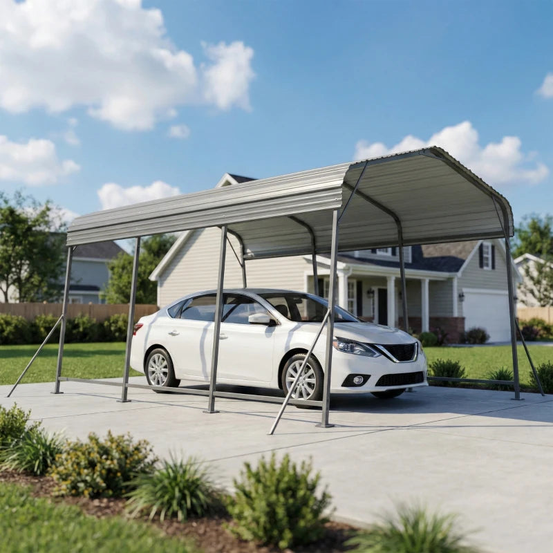 Heavy Duty 11 x 15 ft Metal Carport Canopy - Weather Resistant Outdoor Shelter