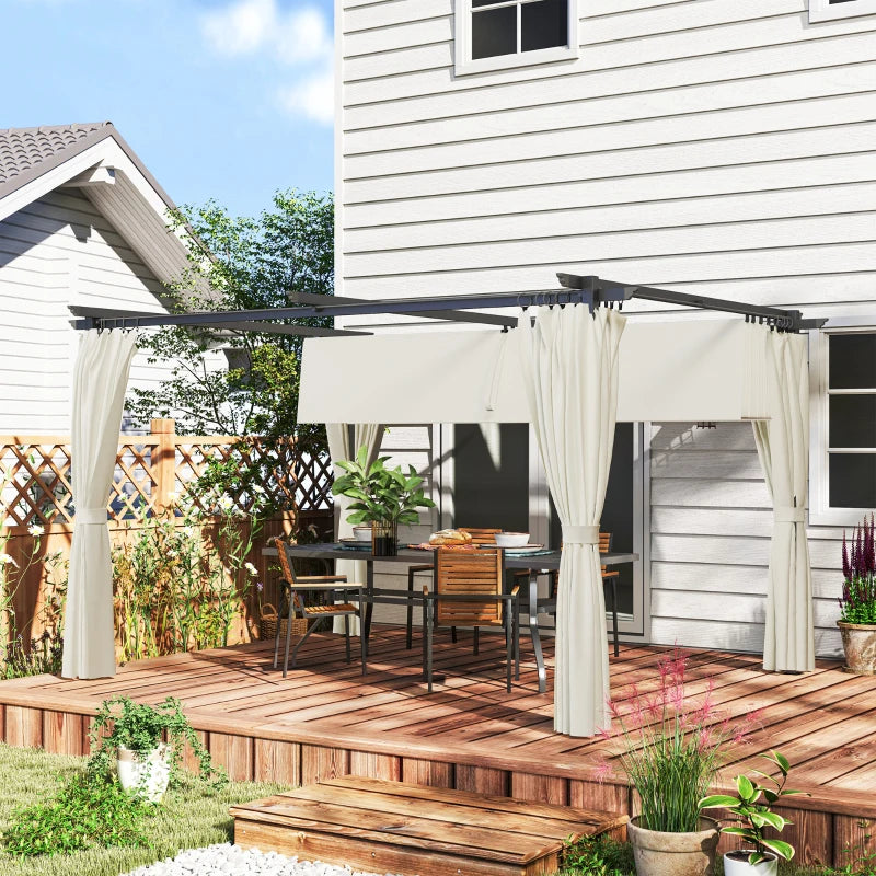 10x13 Pergola with Retractable Canopy and Curtains - UPF30+ Sun Shade Patio Shelter