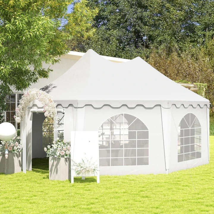 22.3' x 16.4' Deluxe High-Ceiling Outdoor Wedding Party Event Tent Patio Gazebo Canopy - White