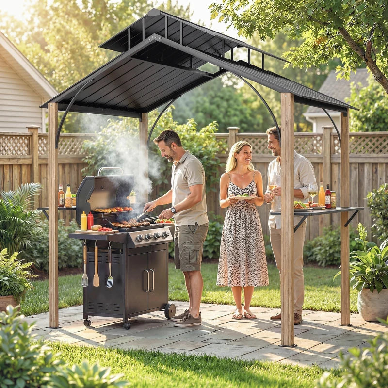 8 x 6ft Hardtop Grill Gazebo - Weather Resistant Outdoor BBQ Shelter