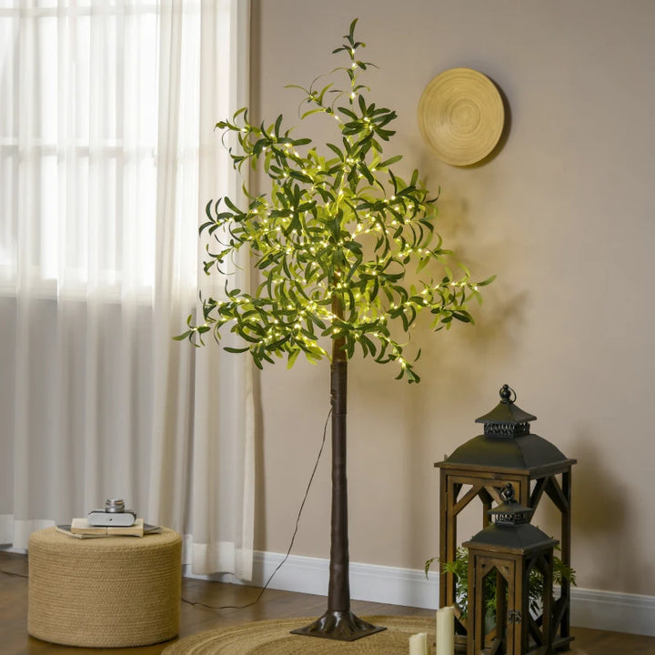 6ft Prelit Artificial Olive Tree w/ 300 Warm White Lights for Indoor-Outdoor Christmas Wedding Home Decor