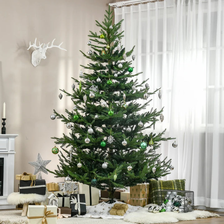 NEW 7.5ft 1218-Tip Unlit Natural-Look Artificial Christmas Holiday Fake Xmas Tree, Pine-Style Green