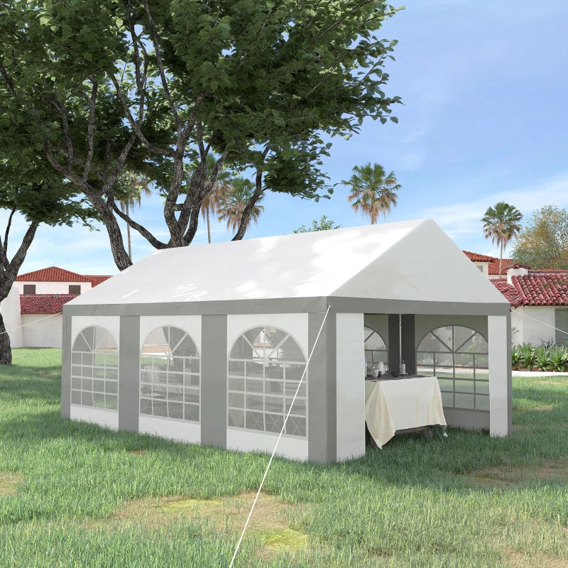 20' x 13' Portable Event Party Wedding Tent Outdoor Canopy w 6 Window Walls, Doors, White, Grey