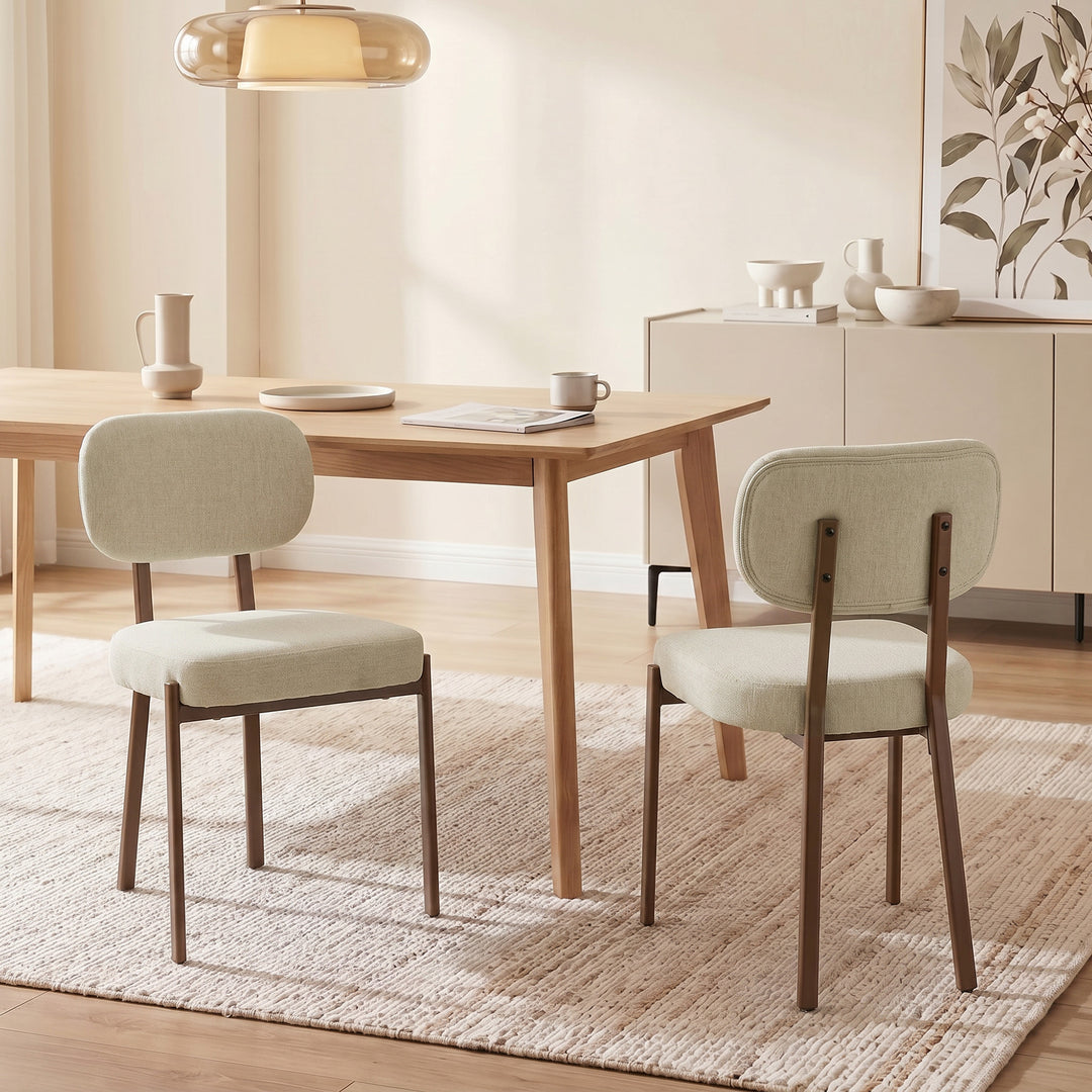 Heritage Upholstered Linen-Look Dining Chairs - Modern Comfort & Style, Set of 2, Beige