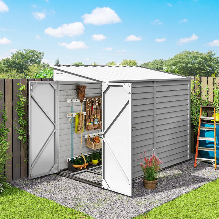 Steel Outdoor Storage Shed Lean-To Design - Heavy Duty Weather-Resistant Tool House