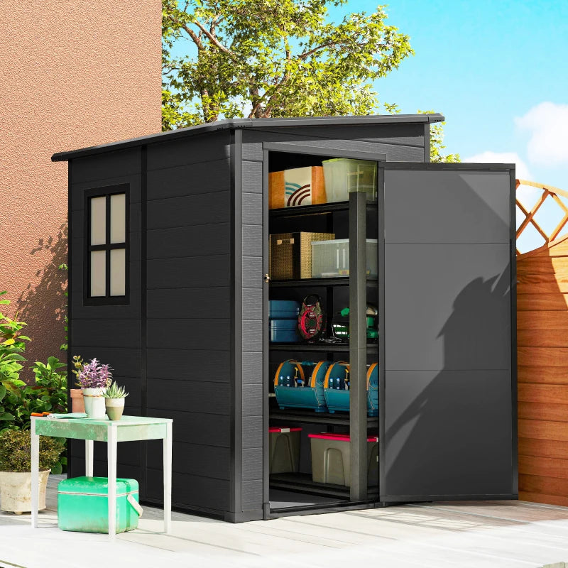 4'x5' Garden Storage Shed Lean-To - Lockable Weatherproof Outdoor Tool Storage