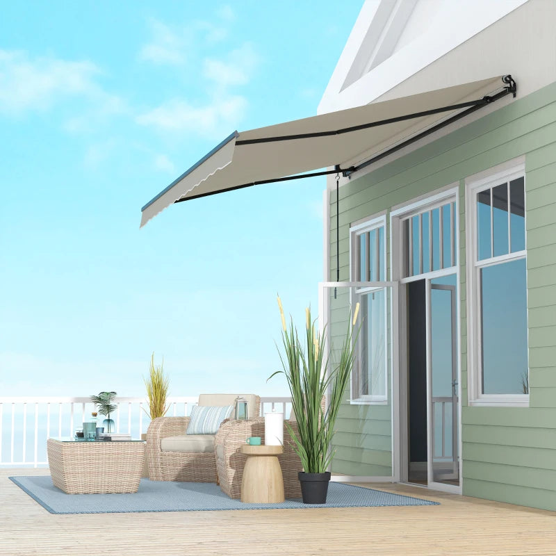 13' x 10' Manual Retractable Awning UV Resistant Sun Shade Canopy Outdoor Patio Deck, Lt Grey