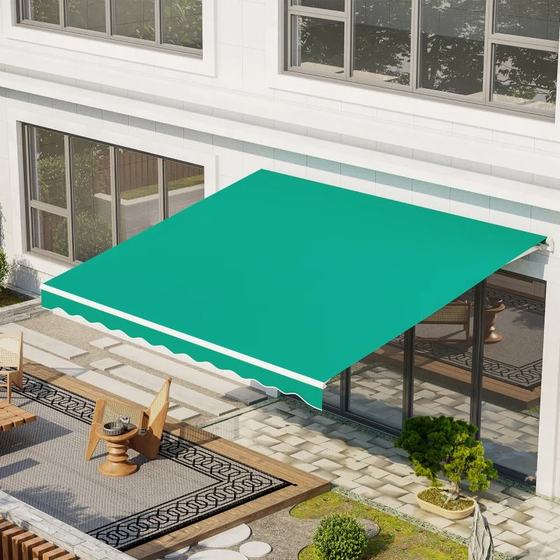 13' x 10' Electric Retractable Awning Sun Shade Canopy w Remote, Aluminum for Patio Deck Green