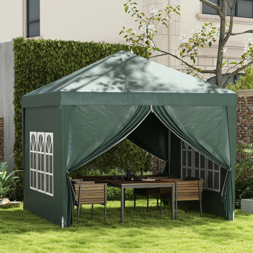 10’ x 10’ Pop-Up Portable Outdoor Event Party Wedding Tent Gazebo Canopy w Case, 4 Walls, Green