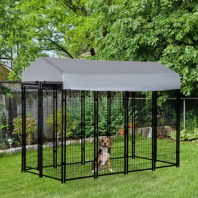 8' x 4' x 6' Steel Expandable Dog House, Door, Roof, Playpen Kennel Shelter Heavy Duty Outdoor