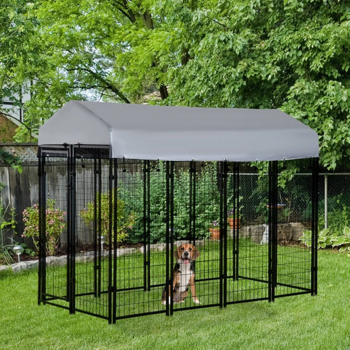 8' x 4' x 6' Steel Expandable Dog House, Door, Roof, Playpen Kennel Shelter Heavy Duty Outdoor