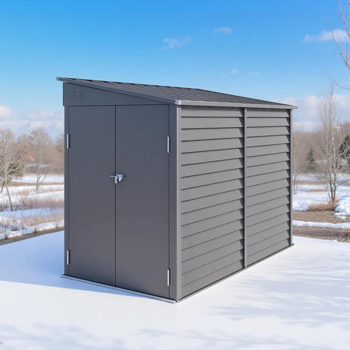 Steel Outdoor Storage Shed 4.6'x9' - Weather Resistant Lockable Garden Tool Shed