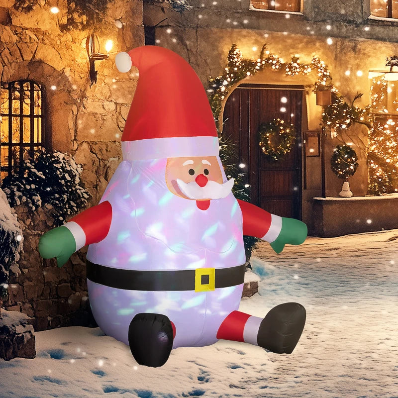 NEW 6ft Inflatable Holiday Christmas Outdoor Blow Up Lawn Display w Colourful Lights, Sitting Santa