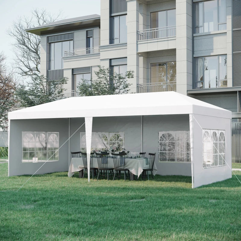 19' x 9' Portable Event Party Wedding Tent Outdoor Patio Gazebo Canopy, 4 Walls, Windows, White