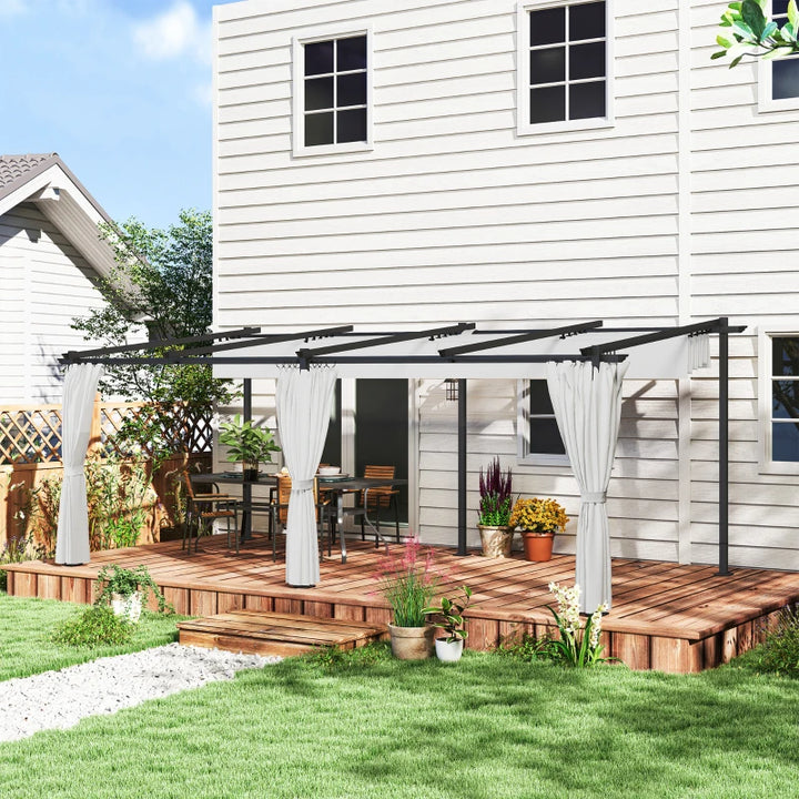 Metal Retractable Pergola Canopy with Sidewalls - UPF30+ Outdoor Sun Shade Shelter