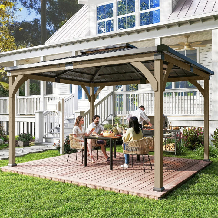 Hardtop Gazebo Canopy 12' x 14' - Galvanized Steel Roof with Wood Frame
