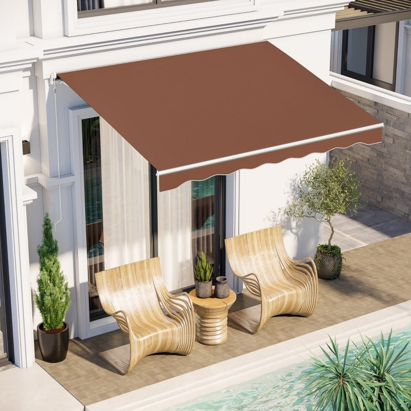 10' x 8' Electric Retractable Awning Sun Shade Canopy w Remote, Aluminum for Patio Deck, Brown