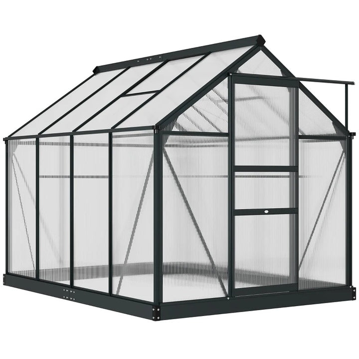 8' x 6' x 6' Walk-in Aluminum PC Hard Sided Outdoor Plants Garden Greenhouse w Door, Foundation