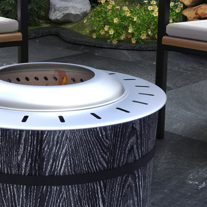 20.5” Portable Round Secondary Burn Smokeless Outdoor Fire Pit w/ Fireproof Mat - Grey