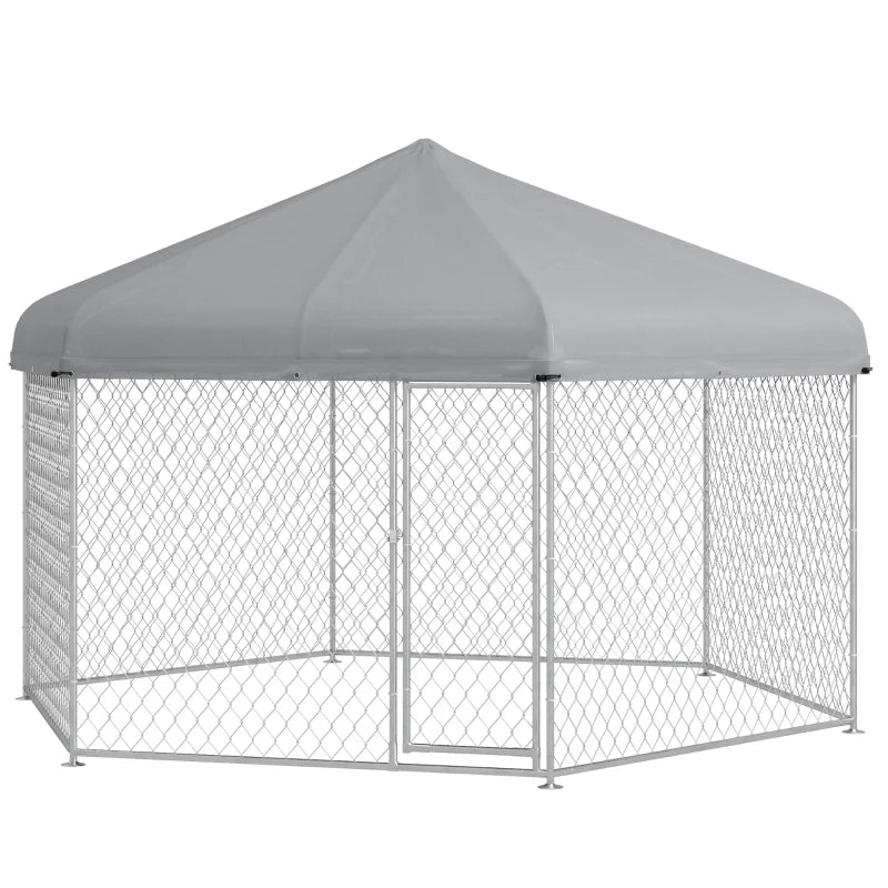 13.5' x 11.5' x 9' Galv Steel Dog House, Door, Roof, Playpen Kennel Shelter Heavy Duty Outdoor