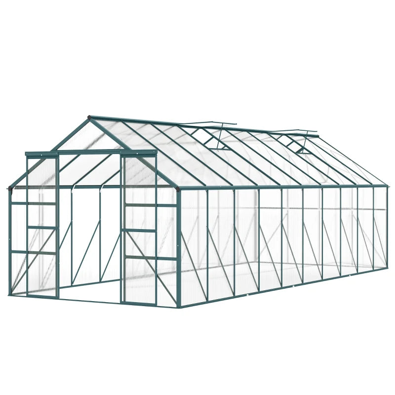 Aluminum Polycarbonate Walk-In Garden Greenhouse - Year-Round Plant Protection