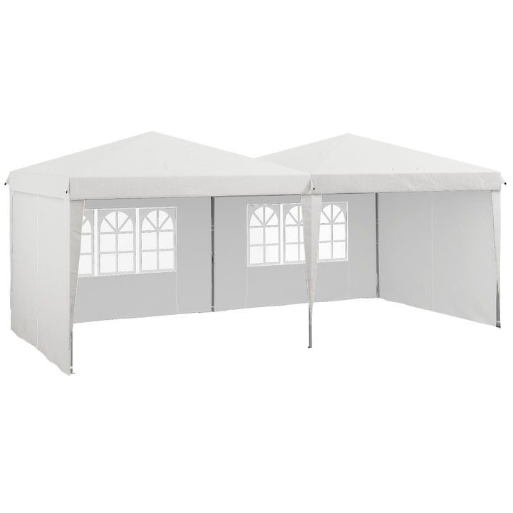 19' x 10' Pop-Up Gazebo Canopy Outdoor Party Event Tent Shelter, 4 Walls, Sandbags, Case, White