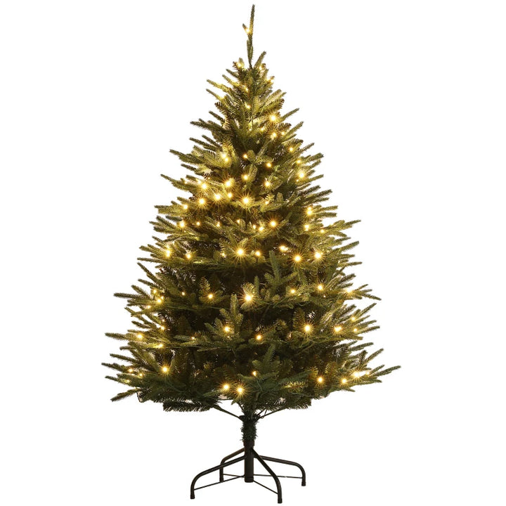 5ft 542-Tip Prelit Natural-Look Artificial Christmas Holiday Fake Tree w 200 LED Lights, Green