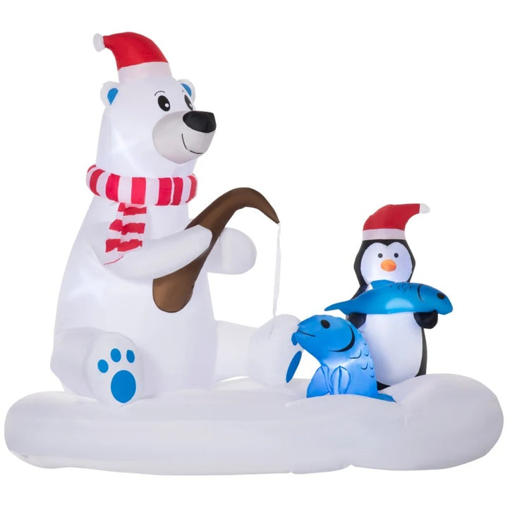 5ft Inflatable Christmas Holiday Blow Up w Lights Outdoor Decor, Polar Bear, Penguin on Iceberg