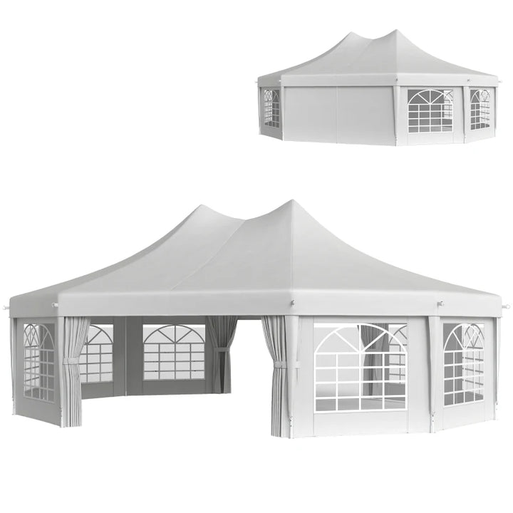 Decagonal Wedding Event Party Tent - Large Durable Outdoor Canopy with Removable Walls