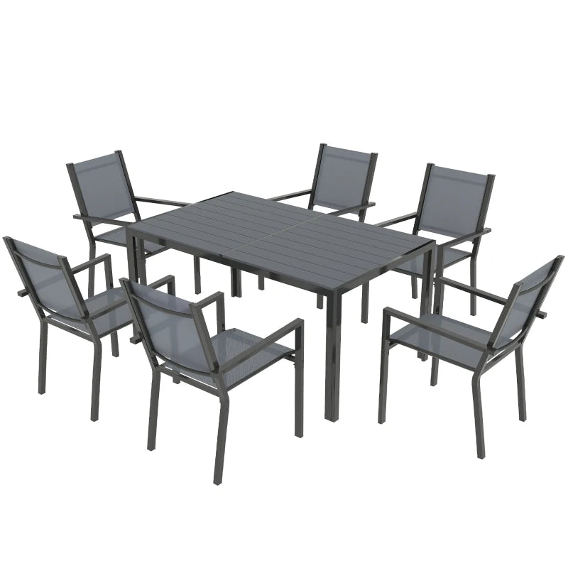 7 Piece Outdoor Dining Set with Stackable Chairs - Durable Rust-Resistant Patio Furniture