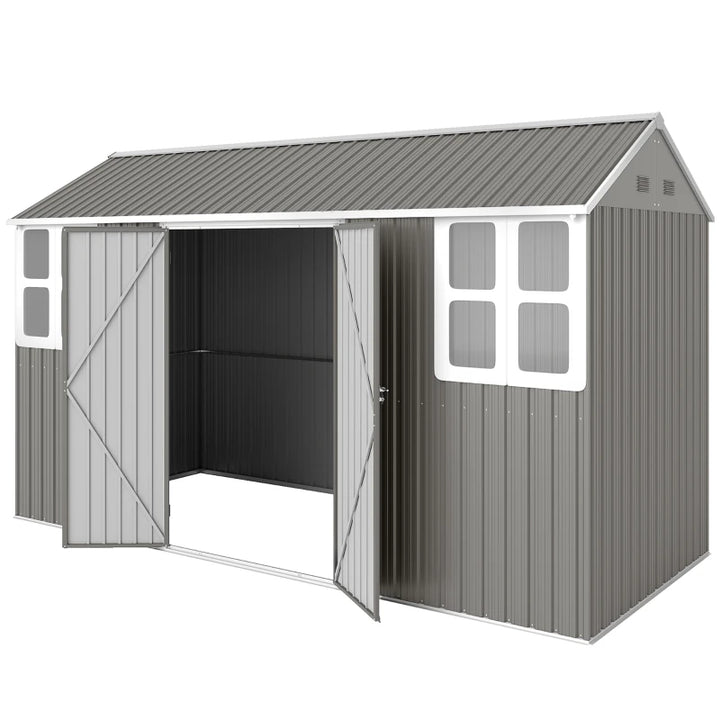 Metal Garden Storage Shed 12x5.5 - Durable Outdoor Tool Storage