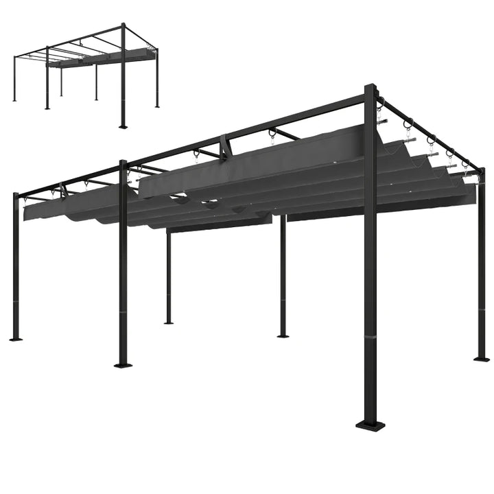 Retractable Pergola 19x10 ft Patio Sun Shade Shelter - UV50+ Weather Protection
