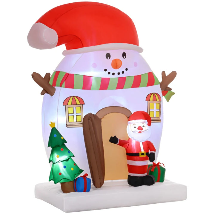 NEW 7.5ft Inflatable Holiday Christmas Outdoor Blow Up Lawn Decor w Light, Snowman House w Santa