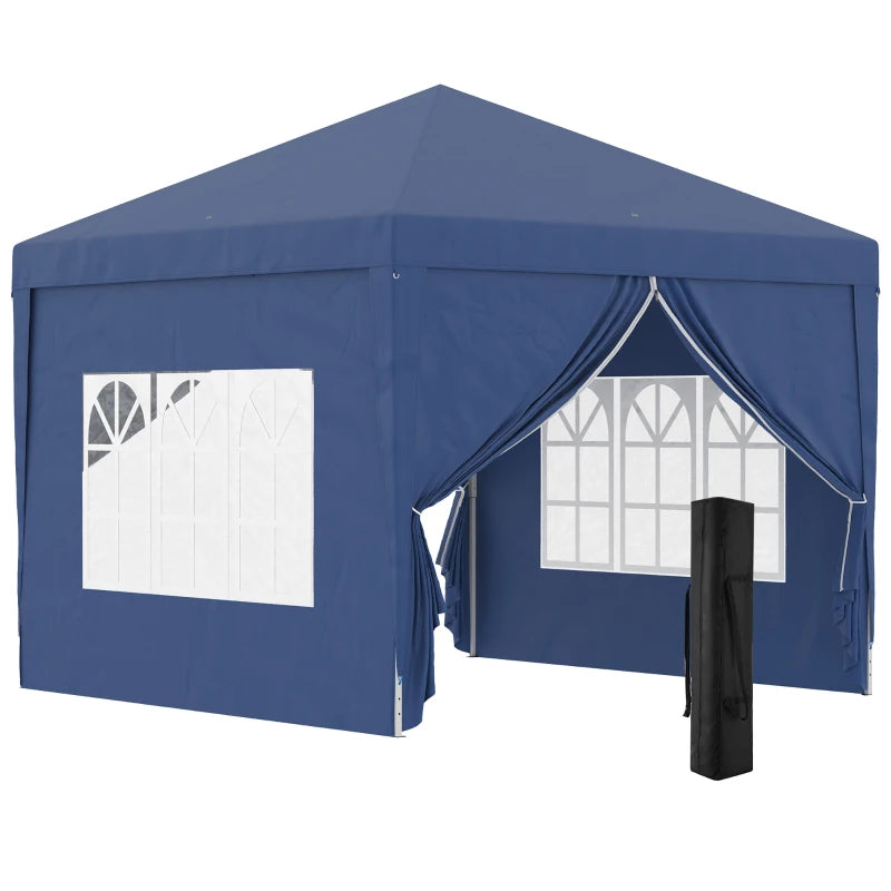 10’ x 10’ Pop-Up Portable Outdoor Event Party Wedding Tent Gazebo Canopy w Case, 4 Walls - Blue