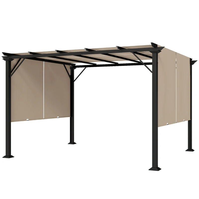 12' x 10' Outdoor Patio Gazebo Pergola with Retractable Canopy - Adjustable Shade and Durable Steel Frame