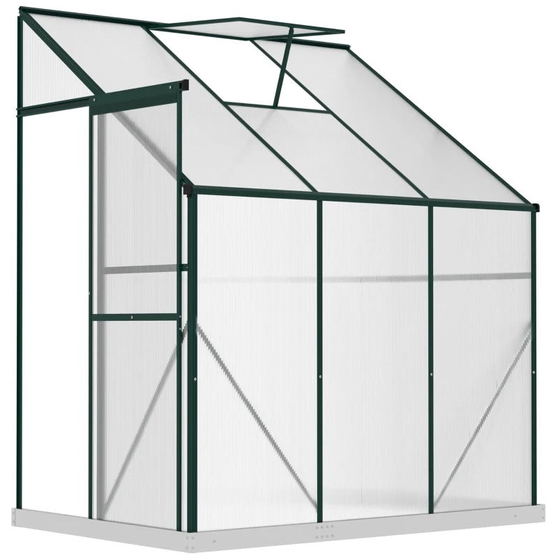 6.3' x 4.2' Walk-In Hard-Sided Greenhouse w Aluminum Frame, PC, Roof Vent for Outdoor Garden