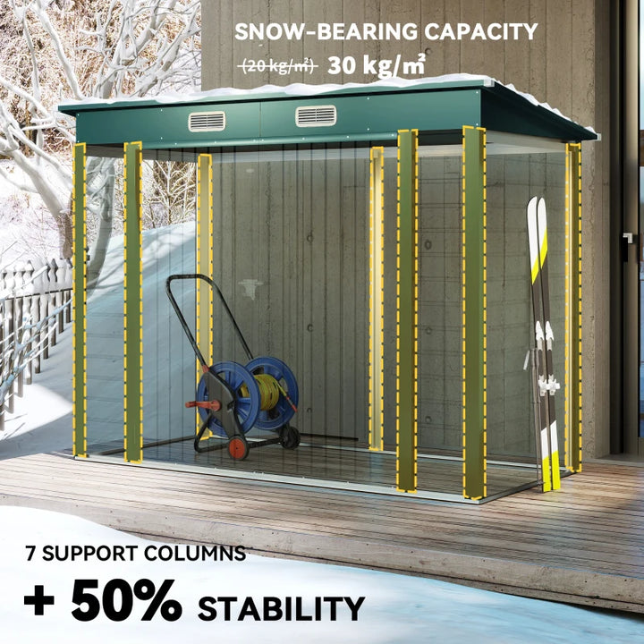 Galvanized Garden Storage Shed 8x4FT - Durable Metal Outdoor Shed with Double Doors and Vents