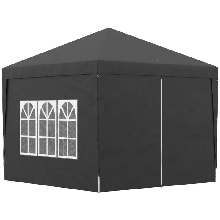 10’ x 10’ Pop-Up Portable Outdoor Event Party Wedding Tent Gazebo Canopy w Case, 4 Walls, Black