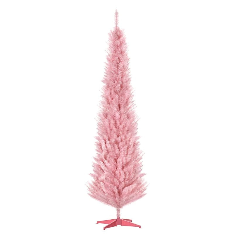 NEW 7ft 499-Tip Unlit Slim Pencil Artificial Christmas Holiday Xmas Tree Decor w Base, Pink
