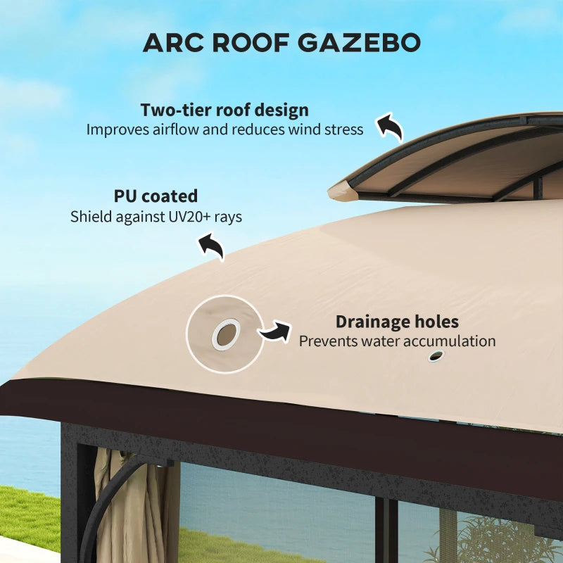11' x 13' Patio Gazebo Double Roof Outdoor Canopy - UV Protection & Insect Netting