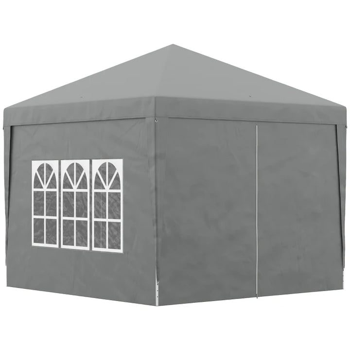 10’ x 10’ Pop-Up Portable Outdoor Event Party Wedding Tent Gazebo Canopy w Case, 4 Walls, Grey