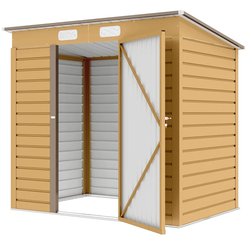 Galvanized Garden Storage Shed 6' x 4' - Durable Metal Outdoor Storage with Double Doors and Vents