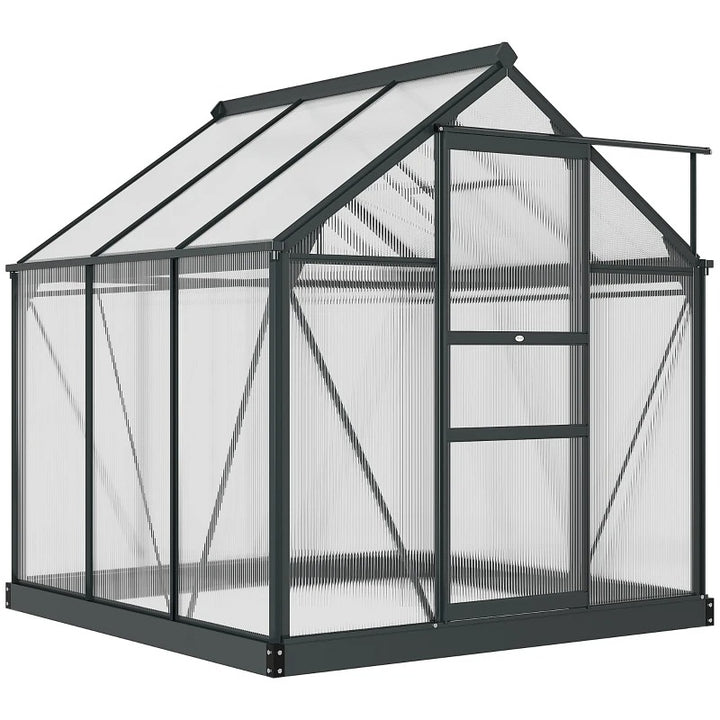 6' x 6' x 7' Walk-in Aluminum Polycarbonate Greenhouse Outdoor Garden Flowers Vegetables, Grey